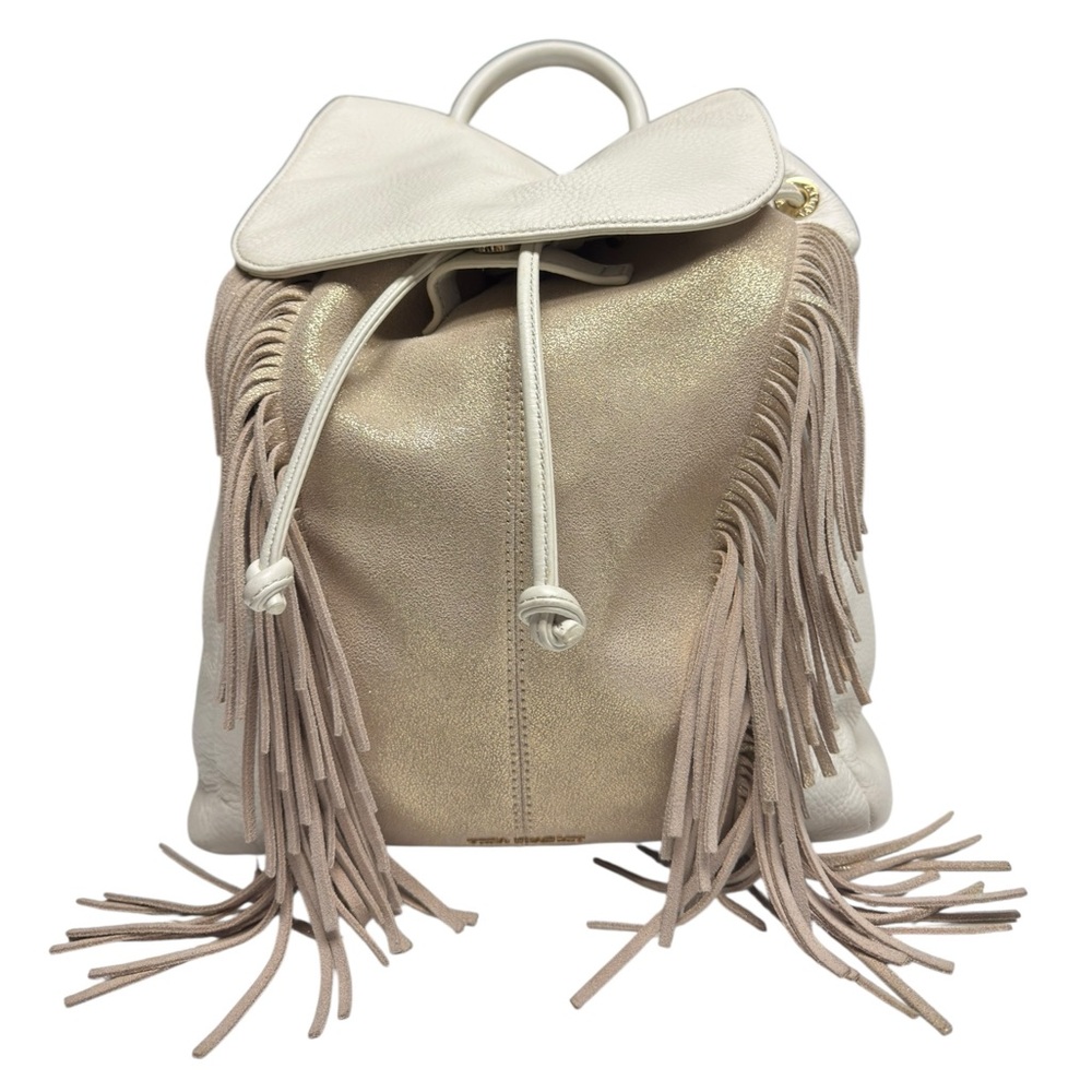 Vera Bradley Metallic Gold and Cream Fringe Backpack